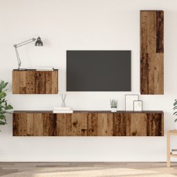 vidaXL Wand TV Kast 4 st Oud Hout Bewerkt hout