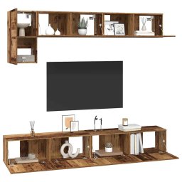 vidaXL Tv-meubelset 5 st 100 x 30 x 30 cm Oud Hout