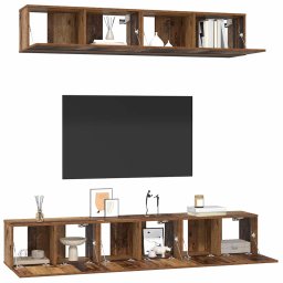vidaXL Tv-meubelset 5 st 80 x 30 x 30 cm Oud Hout