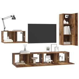 vidaXL Tv-meubelset 4 st 30,5 x 30 x 90 cm Oud Hout