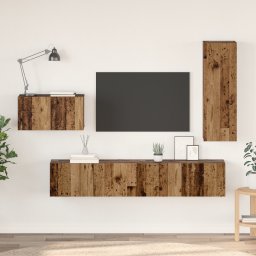 vidaXL Tv-meubelset 4 st Oud Hout Bewerkt hout
