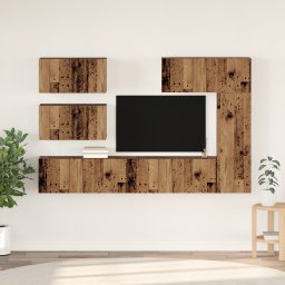 vidaXL Tv-meubelset 6 st Oud Hout Bewerkt hout