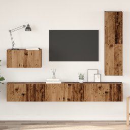 vidaXL Tv-meubelset 4 st Oud Hout Bewerkt hout