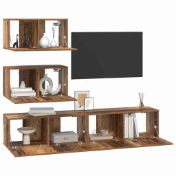 vidaXL Tv-meubelset 4 st 80 x 30 x 30 cm Oud hout