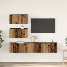 vidaXL Tv-meubelset 4 st Oud hout Bewerkt hout