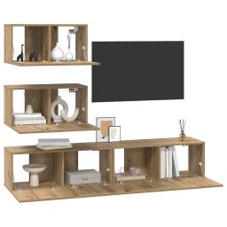 vidaXL Tv-meubelset 4 st 80 x 30 x 30 cm Artisanaal eiken
