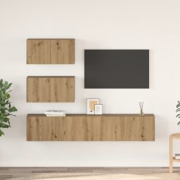 vidaXL Tv-meubelset 4 st Artisanaal eiken Bewerkt hout