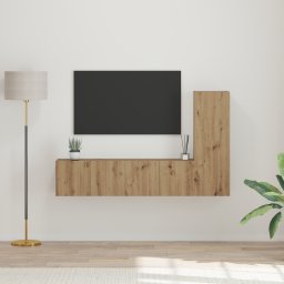 vidaXL Tv-meubelset 3 st Artisan Eiken Bewerkt hout