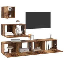 vidaXL Tv-meubelset 4 st 80 x 30 x 30 cm Oud Hout