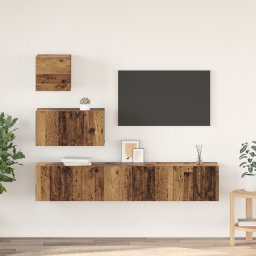vidaXL Tv-meubelset 4 st Oud Hout Bewerkt hout
