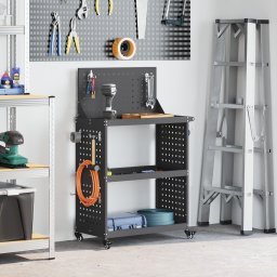 vidaXL Gereedschapswagen Zwart 65 x 35 x 111 cm Koudgewalst staal