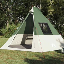 vidaXL Tipi Tent 6-persoons Waterdicht Groen taft