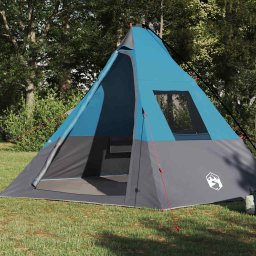 vidaXL Tipi Tent 6-persoons Waterdicht Blauw taft