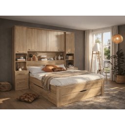 Bed en brugkast RIGA 160x200 cm sonoma met lades
