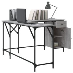 vidaXL Bureau 141x141x75 cm bewerkt hout grijs sonoma eikenkleurig