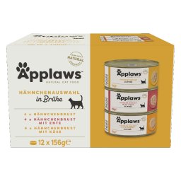 24x156g Probeermix Kip in Bouillon Applaws Kattenvoer