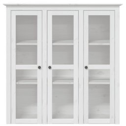 vidaXL Kast met glazen deuren BODO massief grenenhout wit