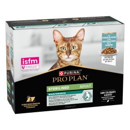 10x85g PURINA PRO PLAN Cat Gesteriliseerd Adult Onderhoud Zeevis natvoer voor katten