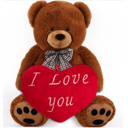 Knuffelbeer Bruin 50cm met HartKussen 32cm