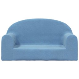 vidaXL Kinderbank 2-zits zacht pluche blauw