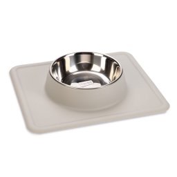 Karlie Edelstalen Voerbak Silicoon Dex 350ml, Ø14cm lichtgrijs Hond