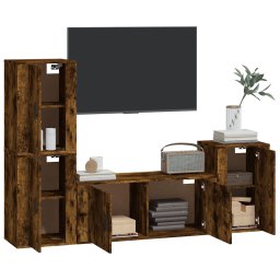 vidaXL 4-delige Tv-meubelset bewerkt hout gerookt eikenkleurig