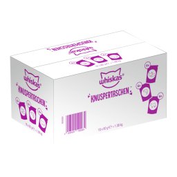 18x60g Whiskas Crunchy Pockets gemengde doos 3 smaken: Kip & Kaas, rundvlees, zalm Kattensnacks