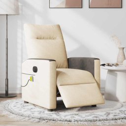vidaXL Massagestoel elektrisch verstelbaar stof crèmekleurig