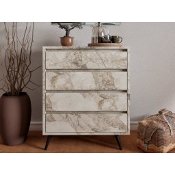 Commode TUVERA 4 lades marmer wit