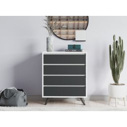 Commode TUVERA 4 lades wit/antraciet