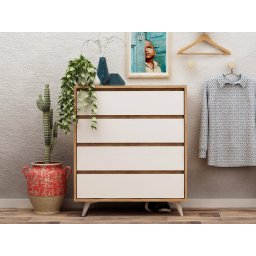 Commode TUVERA 4 lades eik/wit