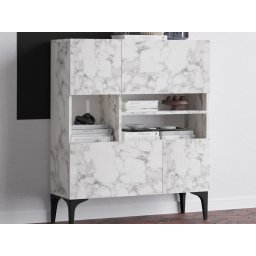 Commode HAWA 4 deuren marmer wit