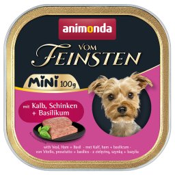 32x 100g animonda vom Feinsten Adult Mini Met Kalf, Ham + Basilicum Hondenvoer Natvoer