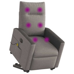 vidaXL Sta-op-massagestoel elektrisch verstelbaar stof taupe