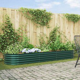 vidaXL Verhoogd bed Groen 320 x 80 x 44 cm Staal