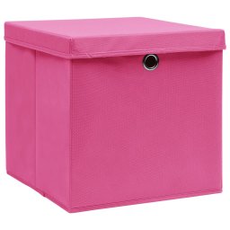 vidaXL Opbergboxen met deksel 4 st 28x28x28 cm roze
