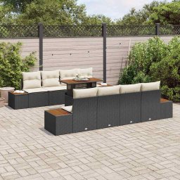 vidaXL Tuinbankenset 9 st Zwart 100 x 55 x 73 cm poly rattan