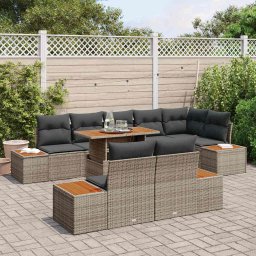vidaXL Tuinbankenset 9 st Grijs en Bruin 100 x 55 x 73 cm