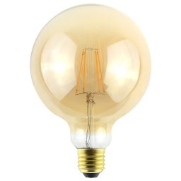LED Filament lamp E27 - 9 Watt 950 Lumen - G125 Vorm - 2200K Warmwit licht - Dimbaar - Amber glas