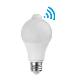 E27 LED Lamp - 6 Watt 480 lumen - 6500K daglicht wit - Vervangt 40 Watt - E27 fitting - A60 lamp - Incl. Bewegingssensor & Schemerschakelaar - Grote fitting