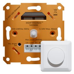 LED Dimmer - 1-10V - Max 50mA - Incl. wit frame en draaiknop - Geschikt voor 1-10V dimbare verlichting - voor LED High Bay & LED Panelen