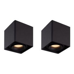 Set van 2 Esto LED vierkante opbouwspots - Dimbaar - Kantelbaar - 4 Watt 345 lumen - 2700K warm wit - GU10 - Plafondspot - Voor binnen - Vervangbare afdekring - Zwart