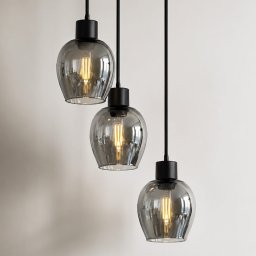 Design Hanglamp Zora - Smoke Glas - 3-Lichts - E27 - Zwart- Glazen bollen