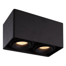 Esto LED Opbouwspot - Vierkant - 2 lichts - Kantelbaar - Dimbaar - 6500K daglicht wit - GU10 - Voor binnen - Vervangbare afdekring - Zwart