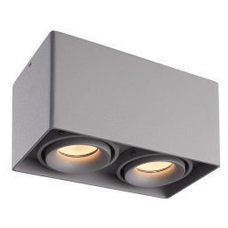 Esto LED Opbouwspot - Vierkant - 2 lichts - Kantelbaar - Dimbaar - 6500K daglicht wit - GU10 - Opbouwspot - Voor binnen - Vervangbare afdekring - Grijs