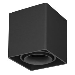 Vierkante LED Opbouwspot Esto - Kantelbaar - GU10 Fitting - Opbouwspot - Voor binnen - Vervangbare afdekring - Zwart