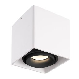 Dimbare LED Opbouwspot plafond Esto - Wit met zwarte afdekring - IP20 - kantelbaar - excl. GU10 lichtbron - voor droge ruimtes