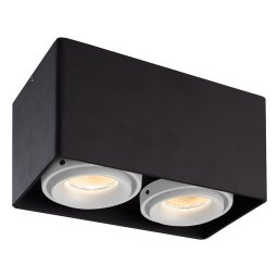 Dimbare LED Opbouwspot plafond Esto - 2 lichts - Zwart met witte afdekringen - 2 lichts kantelbaar - 4 Watt 2700K - voor droge ruimtes