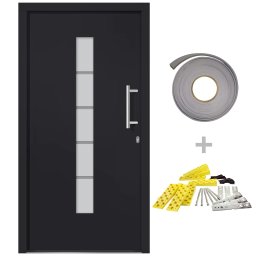 vidaXL Voordeur 100x210 cm aluminium en PVC antraciet