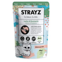 14x40g STRAYZ BIO Soep Biologische Zalm & Biologische Rozemarijn natvoer voor katten